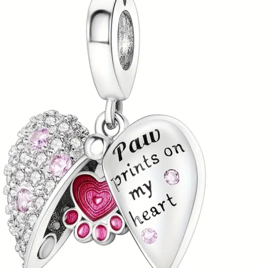 Silver And Pink Heart Charm Bracelet